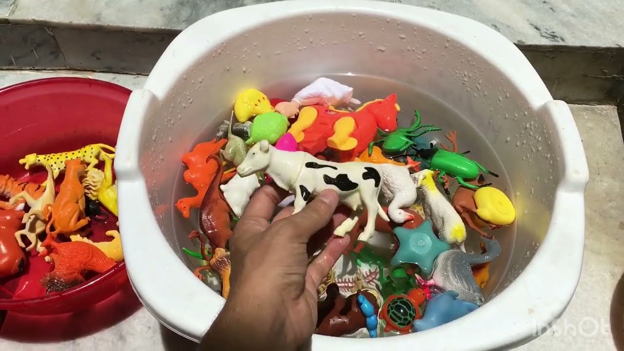 Plastic Animals in water tub  | introduction plastic Animals Toys | satisfying toys ideas