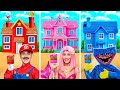 ¡Desafío de Casa de un Sólo Color! ¡Sirena vs Huggy Wuggy vs Mario!