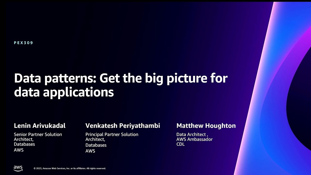 AWS re:Invent 2023 - Data patterns: Get the big picture for data ...
