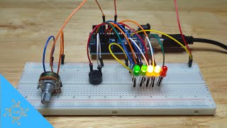 Buzzer volume visualizer using 5 LEDs and potentiometer as an adjuster |  Arduino Beginner Projects