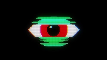 1 Hour 4k Screensaver of Pixel Eye Icon Glitch Effect Background Video VJ Loop Animation