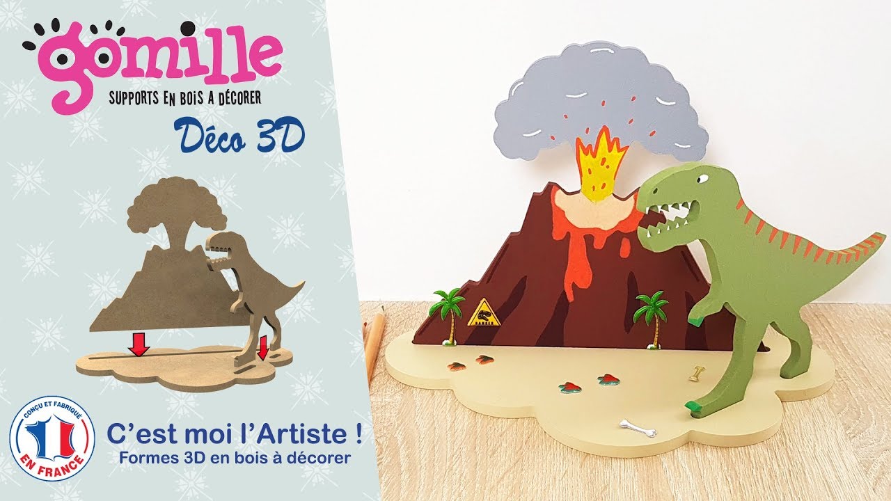 Support en bois à décorer : Tyrex volcan déco 3D ...