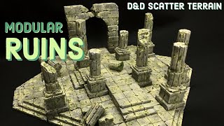 Modular Ruins Dungeon Tiles Set - D&D, Pathfinder, Wargaming - Crafted Terrain