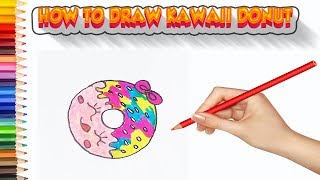 donut easy drawing draw step kawaii
