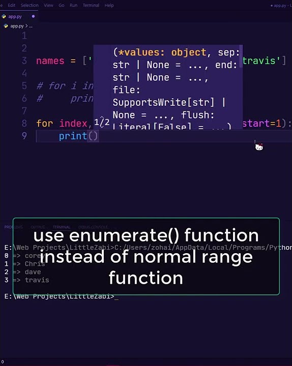 Python Enumerate function for Printing Arrays #SHORTS - YouTube