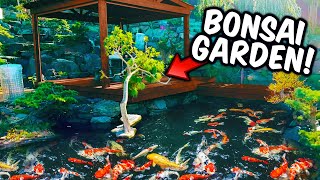 GREAT Backyard Pond, NICEST Bonsai Collection