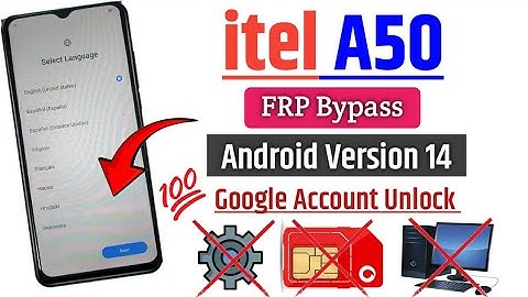 itel A50 FRP Bypass | itel a50 Google Account remove Android Version 14 New Update Without PC