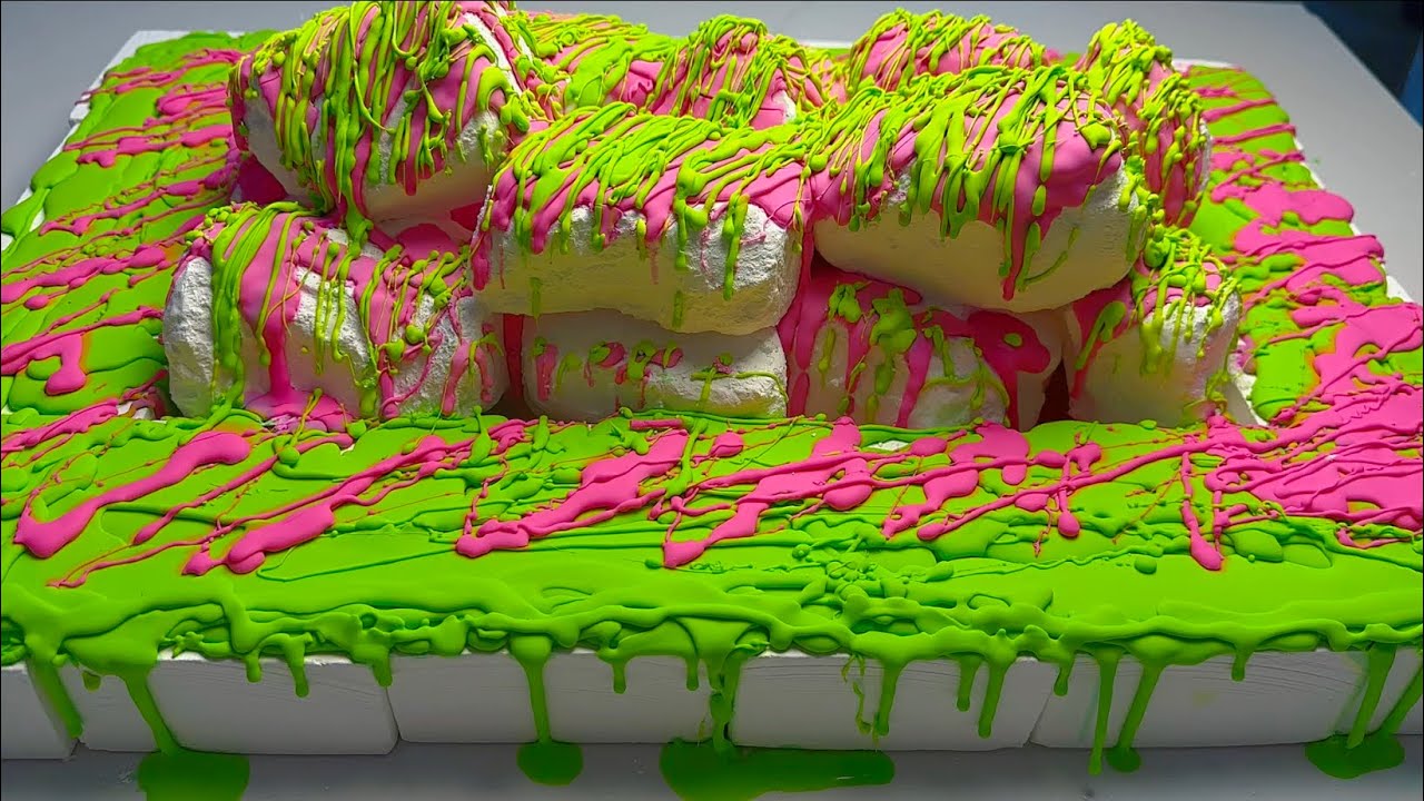 Green 🍀& Pink 🌸Cornstarch Paste with Fresh Chalk | Super Crunchy Texture | Stress Relief | ASMR