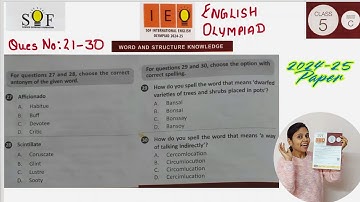Class 5 English Olympiad 2024-25 Question Paper| Ques no 21-30| IEO Paper Class 5(2024-25) Explained