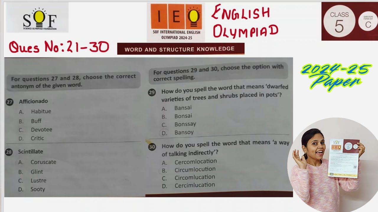 Class 5 English Olympiad 2024-25 Question Paper| Ques no 21-30| IEO Paper Class 5(2024-25) Explained