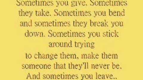 Sometimes You Leave - Carrie Underwood *Lyrics!*
