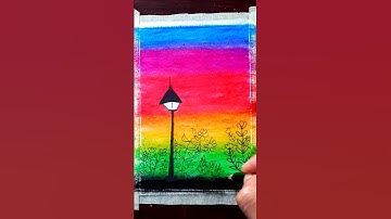 Vẽ tranh phong cảnh bằng sáp dầu đơn giản - hung art # shorts