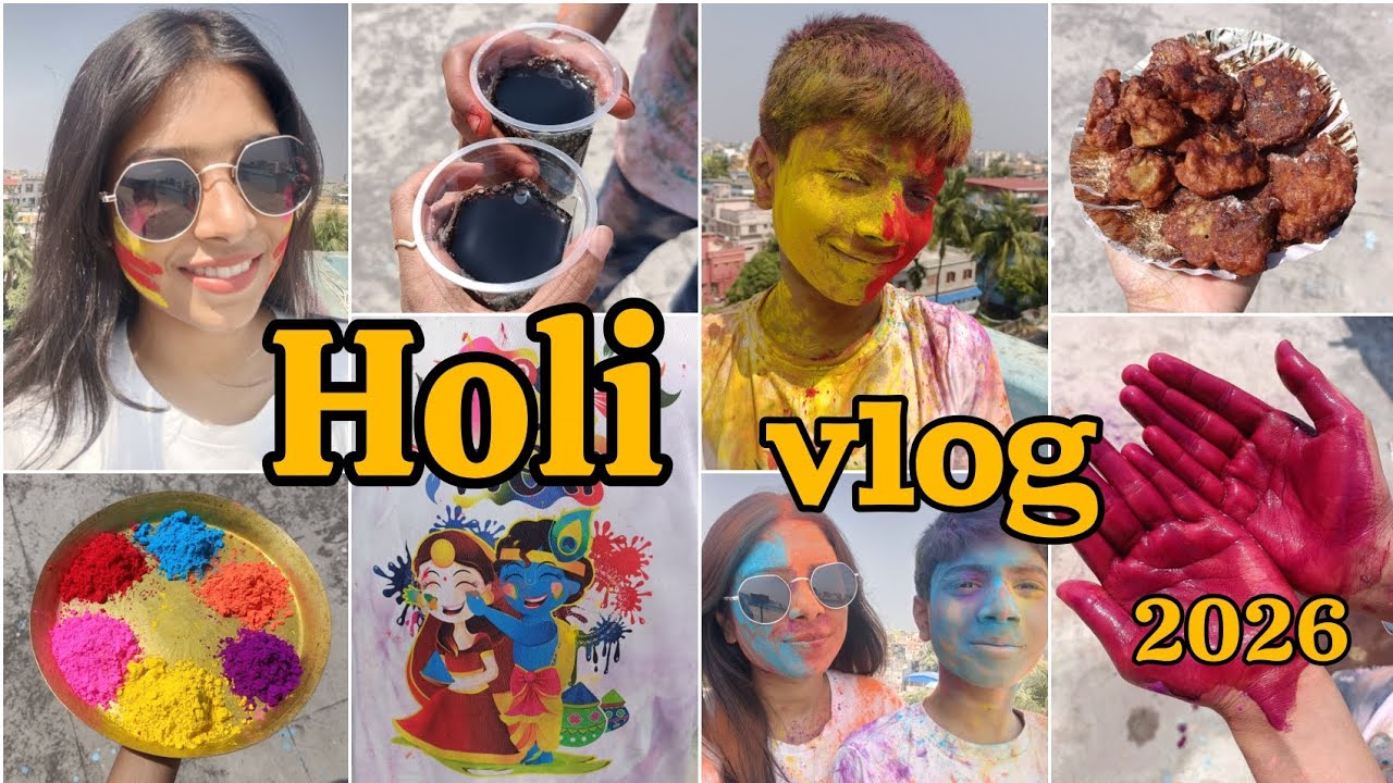 Holi vlog ✨❤️🌈Holi kivabe celebrate korlam 👀#holi #vlog #2026 #holispecial #video #bengali #creator 