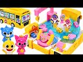 Pinkfong, Baby Shark!  let&#39;s go to kindergarten! Baby shark Bus Parking Driving Play | PinkyPopTOY
