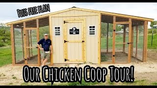 Chicken Coop Tour | PLUS free plan!  Complete tour of our chicken coop inside and out!