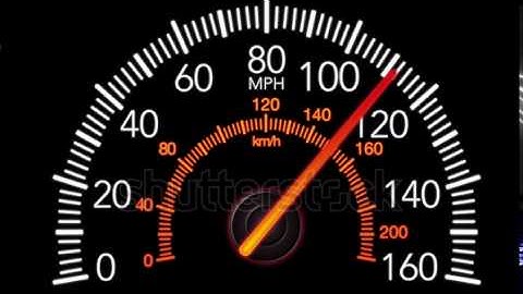 Car speedometer and moving pointer, on a black screen background. 4k animation.