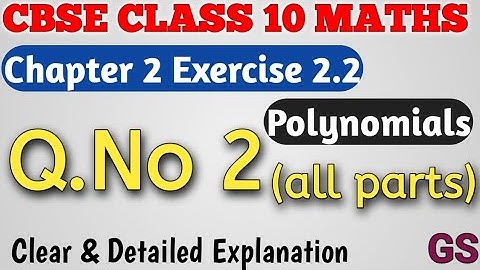 Chapter 2 - Exercise 2.2 (Q.No 2) || Polynomials || CBSE Class 10th Maths in Tamil || NCERT || GS