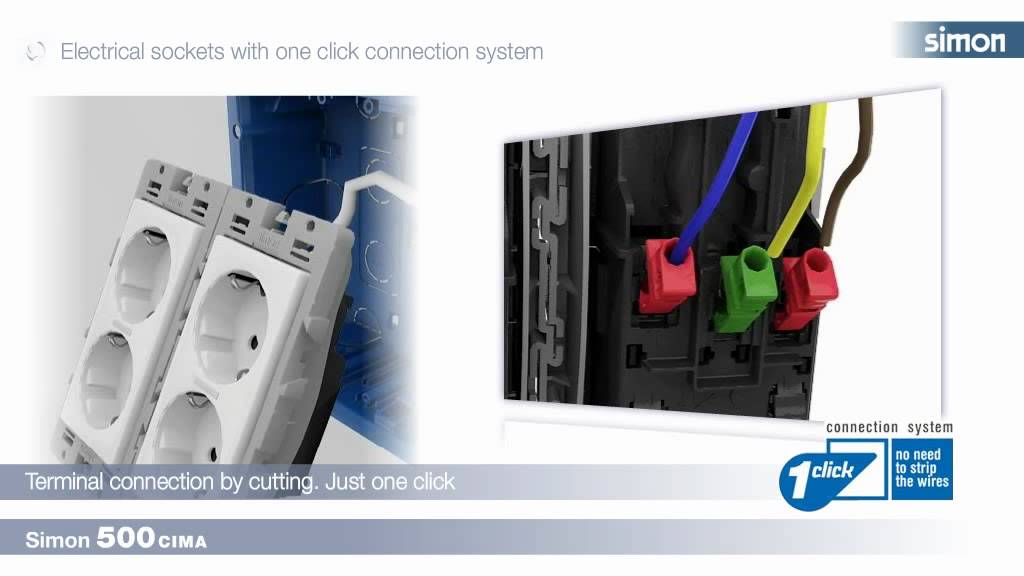Electrical sockets. Easy and fast installation thanks to 1 click