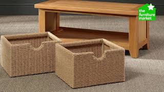 Cheshire Oak Hall Shoe Bench with 2 Storage Baskets.