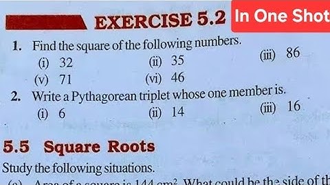 EXERCISE 5.2 CLASS 8 MATHS IN ONE SHOT | EX. 5.2 SQUARE AND SQUARE ROOTS CLASS 8 MATHS {