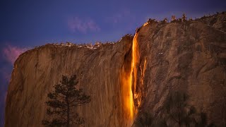 El Capitan. Horsetail Fall. Yosemite National Park, California, USA видео Эль Капитан