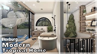 BLOXBURG: Modern Tropical Home Speedbuild (interior   full tour) Roblox House Build