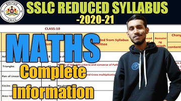Maths | Karnataka SSLC Final Reduced Syllabus 2020-21| Karnataka class 10 New Syllabus|Complete Info