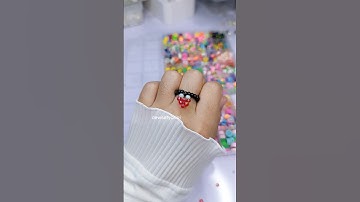 Strawberry ring #diy #bead #bracelet #handmade #jewelry #tutorial