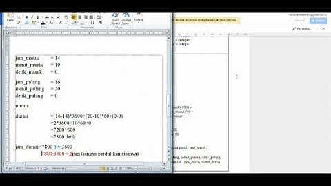 NOTASI ALGORITMA & CODING MENCARI DURASI LAMA KULIAH (MAR