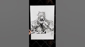 Drawing Keqing from Genshin Impact #shorts #gaming #gameart #genshinimpact #keqing