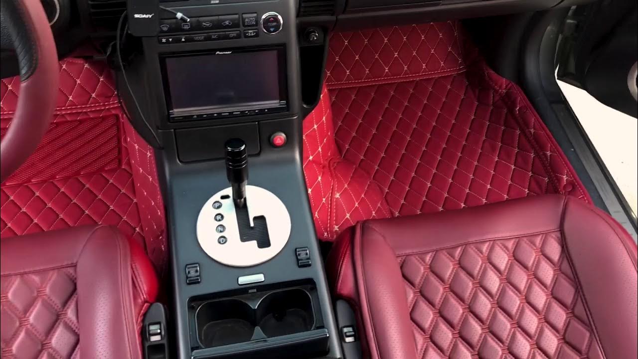 Manicci Luxury Leather Custom Fitted Car Mats Maroon Red Diamond