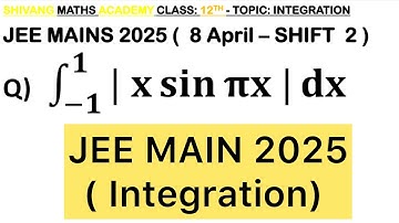 Q) The integral  ∫ (−1) to (3/2)  (∣𝜋^2 𝑥sin(𝜋𝑥∣))𝑑𝑥 #jee #maths #jee2026 #mathematics #jee2025