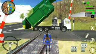 Green Rope Hero Vegas City #4 - Garbage Truck Crossing Railroad - Android Gameplay screenshot 1