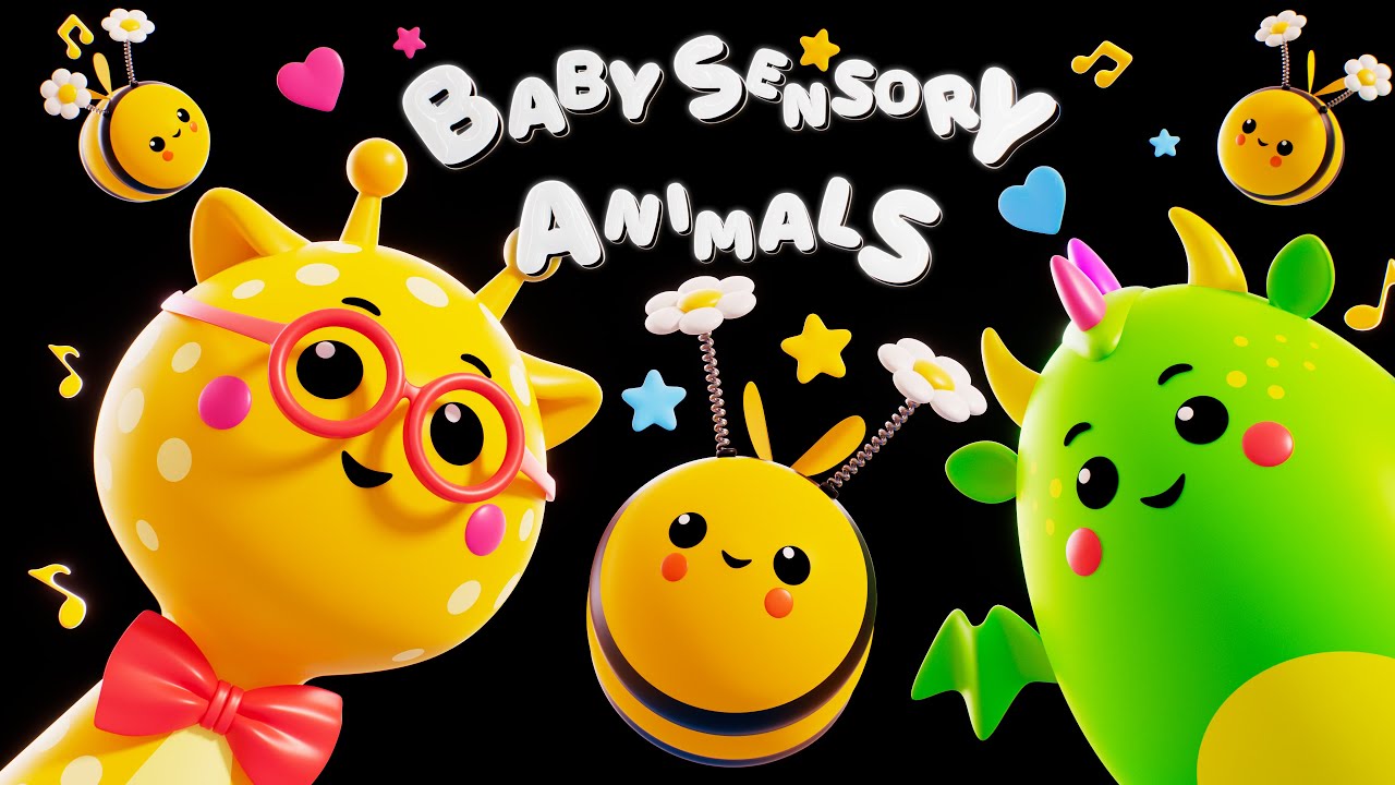 Baby Sensory Animals - Sensory Music Video for Babies and Toddlers | Fun Dance Animation with Music!