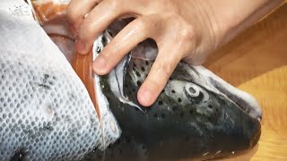 ปลาแซลมอนหั่นพอดีคำเพื่อการปรุงอาหารอันประณีต
