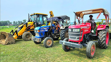Mahindra 475 Di Tractor Fully Loaded Overturned in Mud | JCB 3dx Backhoe Loading Red Mud | Jcb Video
