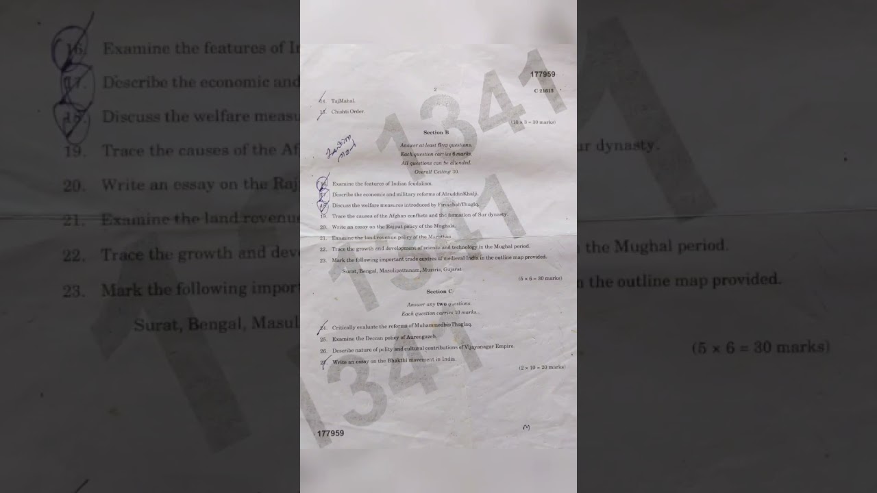 Calicut university FOURTH SEMESTER  DEGREE EXAMINATION 2022 BA History -INDIAN HISTORY-2