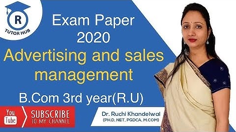 B.Com 3 rd Year exam paper 2020 (Advertising and sales management) | Dr. Ruchi Khandelwal