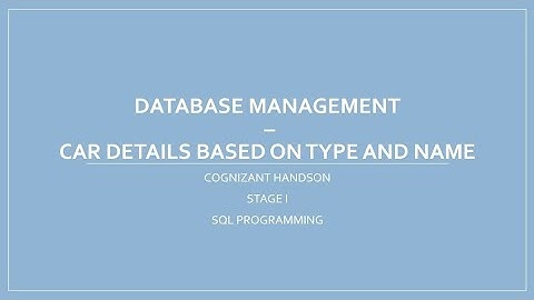 Car Details Based On Type And Name | Database Management | SQL Programming | Cognizant Handson
