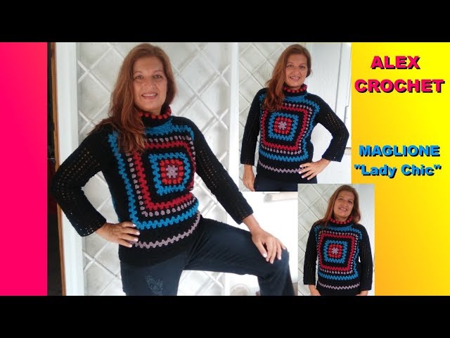 MAGLIONE FACILE UNCINETTO "LADY CHIC" tutorial ogni taglia PRINCIPIANTI  Alex Crochet - YouTube