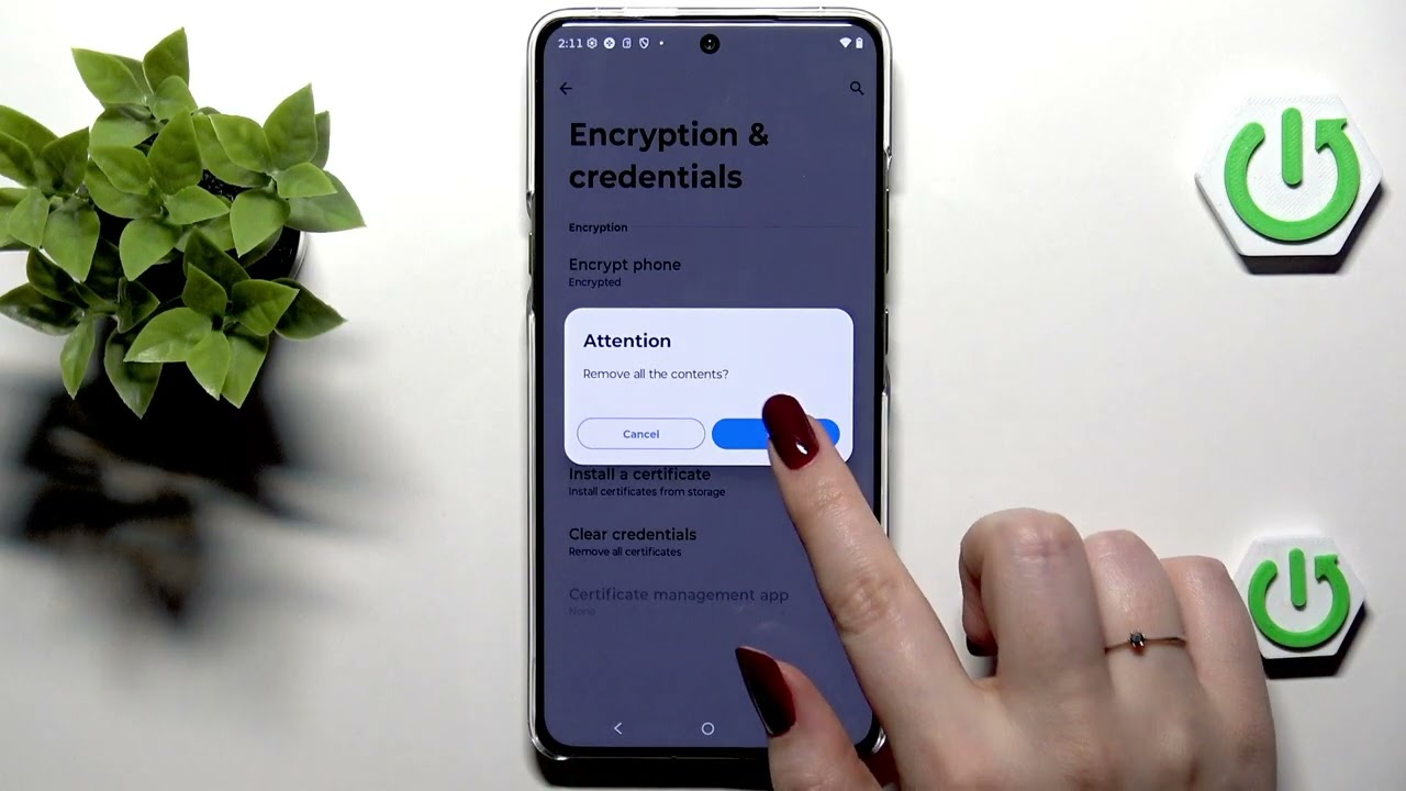MOTOROLA Signature – Как удалить учетные данные