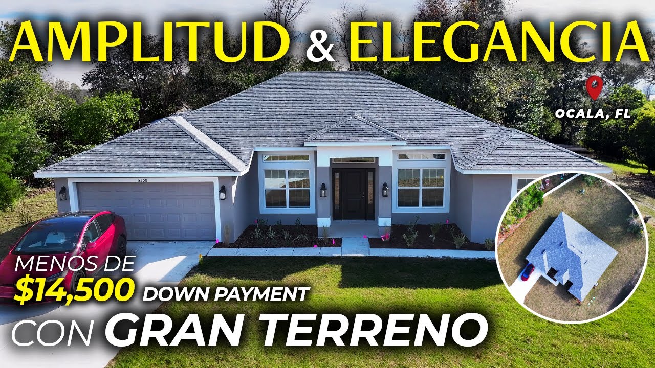 ¿La MEJOR CASA en Ocala, FL?🤯 Grande, Elegante y a Precio ACCESIBLE con GRAN TERRENO 0.49  Acres.