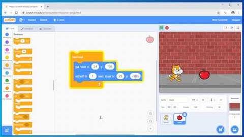 Scratch - Appels vangen (1/2) - De appel van boven naar beneden laten vallen.