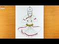 How to draw a kathak lady || How to draw a classical dancer