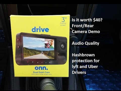 onn. Dual Dash Cam with Ultra-Wide Angle Lens, 3 LCD Screen, Front 1080P Camera  with 16GB SD Card, Suppots up to 128GB Max, Built in G-Sensor 
