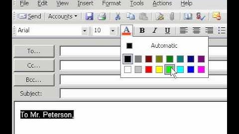 Microsoft Office Outlook 2003 Change the color of text