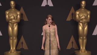 Oscars Press Room  Emma Stone reacts to Oscar's blunder   Full backstage Interview