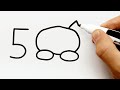 How to draw CAT from number 500 | Easy CAT drawing for beginners 2025 | Number Drawing