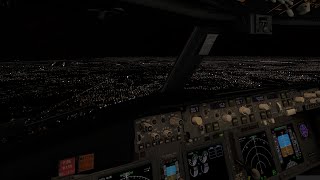 Cockpit View Lion Air LNI161 Landing at Soekarno-Hatta Airport in Jakarta Night Landing