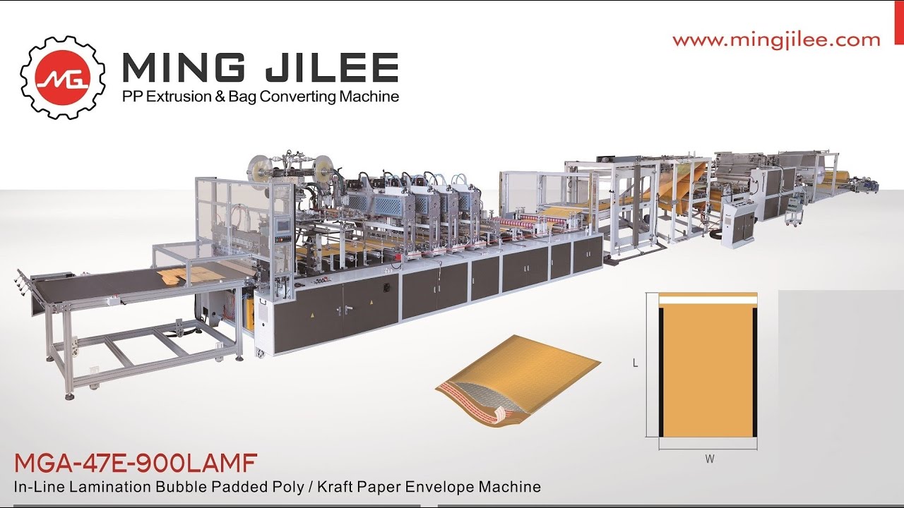 Kraft Paper / PE Poly Bubble Mailer Making Machine, MGA-47E-900LAMF